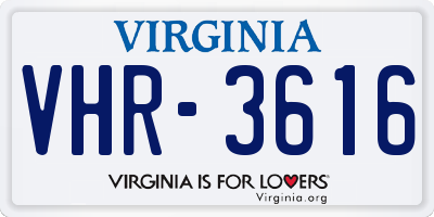 VA license plate VHR3616