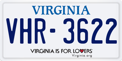 VA license plate VHR3622