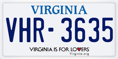 VA license plate VHR3635