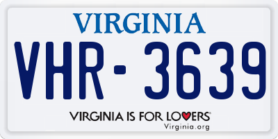 VA license plate VHR3639