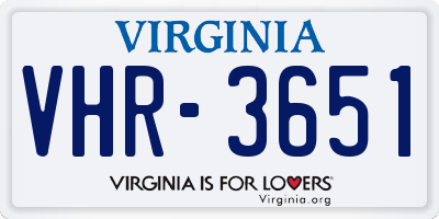 VA license plate VHR3651