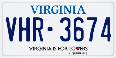 VA license plate VHR3674