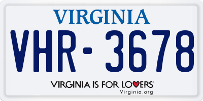 VA license plate VHR3678