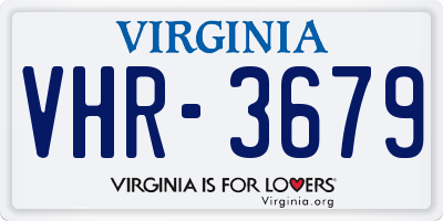 VA license plate VHR3679