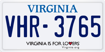 VA license plate VHR3765