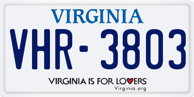 VA license plate VHR3803