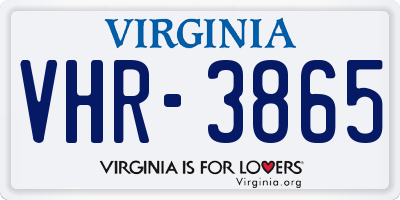 VA license plate VHR3865