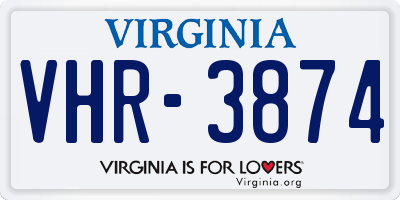 VA license plate VHR3874
