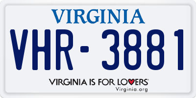 VA license plate VHR3881