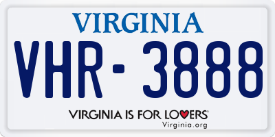 VA license plate VHR3888