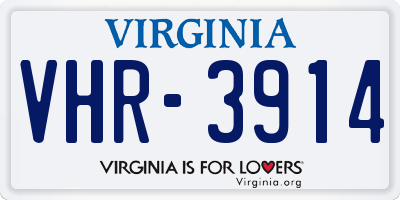 VA license plate VHR3914
