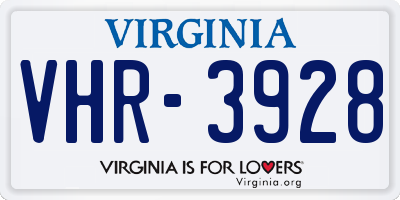 VA license plate VHR3928