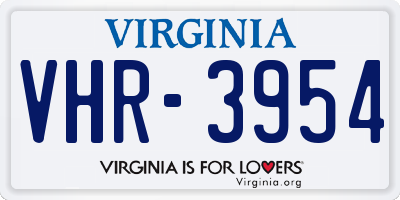 VA license plate VHR3954