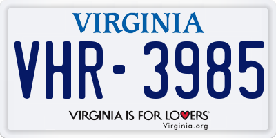 VA license plate VHR3985