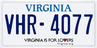 VA license plate VHR4077