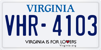 VA license plate VHR4103