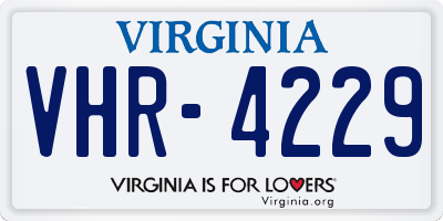 VA license plate VHR4229