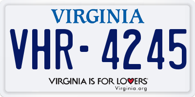 VA license plate VHR4245