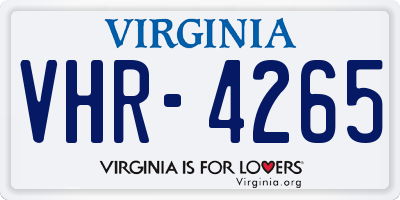 VA license plate VHR4265