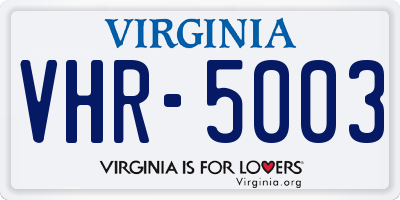 VA license plate VHR5003