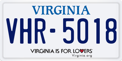 VA license plate VHR5018