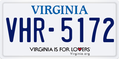 VA license plate VHR5172