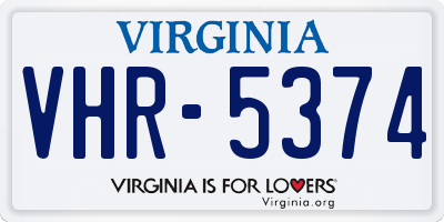 VA license plate VHR5374