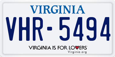 VA license plate VHR5494