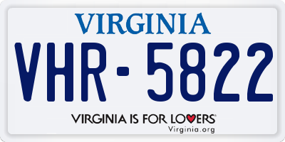 VA license plate VHR5822