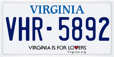 VA license plate VHR5892