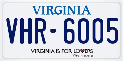 VA license plate VHR6005