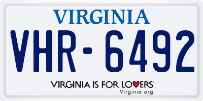VA license plate VHR6492
