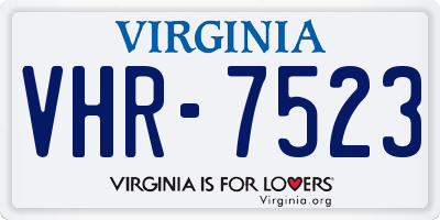 VA license plate VHR7523