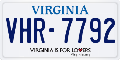 VA license plate VHR7792