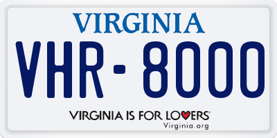 VA license plate VHR8000