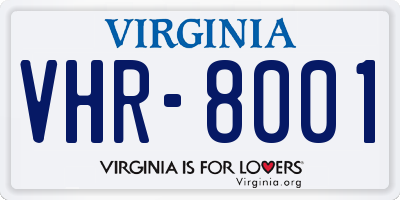 VA license plate VHR8001
