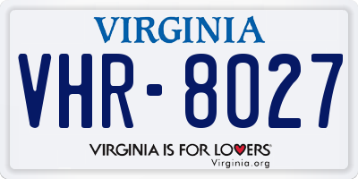 VA license plate VHR8027