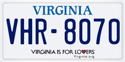 VA license plate VHR8070