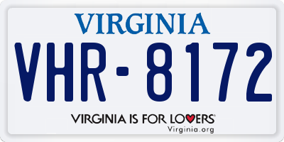 VA license plate VHR8172