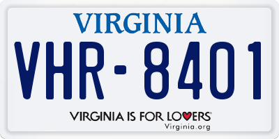 VA license plate VHR8401