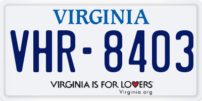 VA license plate VHR8403