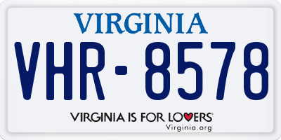 VA license plate VHR8578
