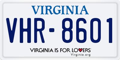 VA license plate VHR8601