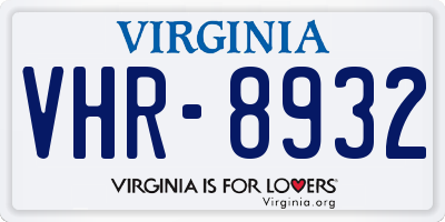 VA license plate VHR8932
