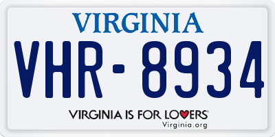VA license plate VHR8934
