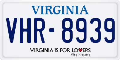 VA license plate VHR8939