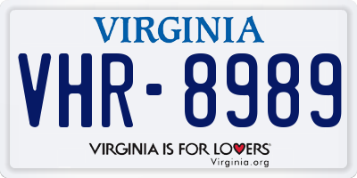 VA license plate VHR8989