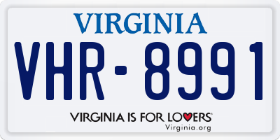 VA license plate VHR8991