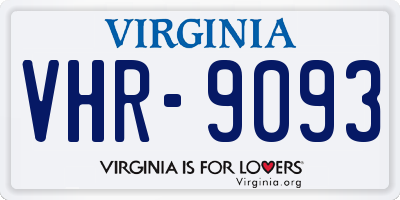 VA license plate VHR9093