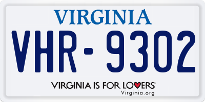VA license plate VHR9302